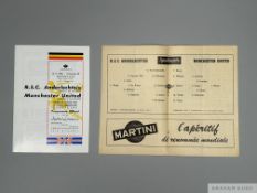 R.S.C. Anderlecht v. Manchester United, away match programme, lacking cover, 1956