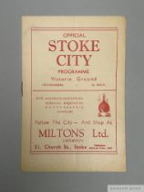 Stoke City v. Manchester United home league match programme, 21st September 1946
