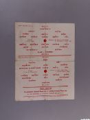 Manchester United rare Public Trail single-sheet programme, 1955