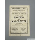 Blackpool v. Manchester United home league match programme, 19th October 1946
