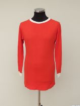 George Best red and white No.11 Manchester United long-sleeved shirt, circa 1970-71