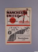 Manchester United v. Everton, home league match programme, 29th March 1939