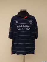 Jaap Stam blue pinstripe No.6 Manchester United match issued short-sleeved