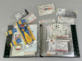 A collection of Manchester United Champions League Tickets from 1997 to 2006