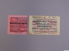 Unused Manchester United v. Real Madrid European Cup Semi-final ticket, 25th April 1957