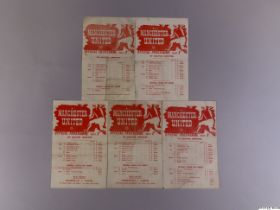 Five Manchester United single-sheet wartime match programmes, 1944-45