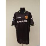 Ronny Johnsen black No.5 Manchester United match issued short-sleeved shirt, 1998-99