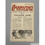 Charlton Athletic v. Manchester United home league match programme, 7th September 1946