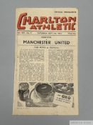 Charlton Athletic v. Manchester United home league match programme, 7th September 1946