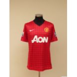 Danny Welbeck red No.19 Manchester United match issued short-sleeved shirt, 2012-13