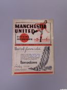 Manchester United v. Sheffield Wednesday, home league match programme, 1937