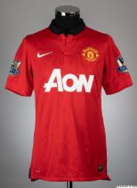 Patrice Evra red No.3 Manchester United match issued short-sleeved shirt