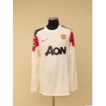 Dimitar Berbatov white, red and black No.9 Manchester United long-sleeved shirt, 2010-11