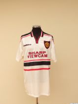 Roy Keane white, black and red No.16 Manchester United match issued short-sleeved shirt