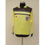 Gary Bailey yellow and black No.13 England match issued long-sleeved goalkeepers shirt, 1982