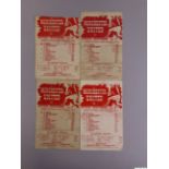 Four Manchester United single-sheet wartime match programmes, 1944-45