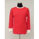 Bobby Charlton red and white No.9 Manchester United long-sleeved shirt, circa 1965