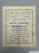 Bolton Wanderers v. Manchester United match programme, 25th December 1946