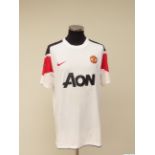 Rio Ferdinand white, red and black No.5 Manchester United match issued short-sleeved shirt