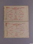 Two Manchester United single-sheet wartime match programmes, 1942-43