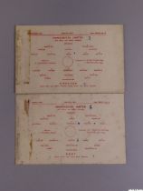 Two Manchester United single-sheet wartime match programmes, 1942-43