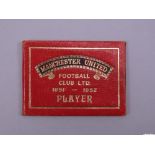 Manchester United player's ticket issued to Tommy Ritchie for 1951-52 Football League Championship