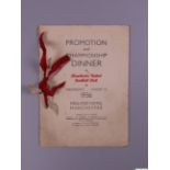 Manchester United 1936 Promotion and Second Division Championship celebration dinner menu,