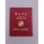 Manchester United season ticket for the 1935-36 Football League Division Two Championship season