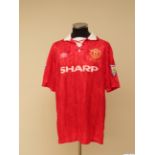 Andrei Kanchelskis red and white No.14 Manchester United pare 1994 F.A.Cup Final short-sleeved shirt