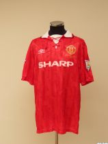 Andrei Kanchelskis red and white No.14 Manchester United pare 1994 F.A.Cup Final short-sleeved shirt