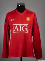 Wayne Rooney red No.10 Manchester United match issue long-sleeved shirt, 2008-09