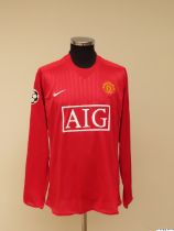 Cristiano Ronaldo red No.7 Manchester United Champions League match issued long-sleeved shirt