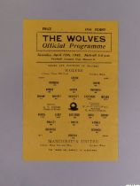 Wolverhampton wanderers v. Manchester United, League Cup, programme, 1942