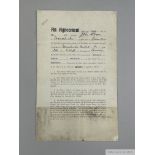 Manchester United Player's Contract for Samuel R Bennion for season 1921-22,