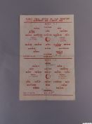 Manchester United rare Public Trail single-sheet programme, 16th August 1952