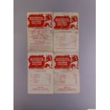 Four Manchester United single-sheet wartime match programmes, 1944-45