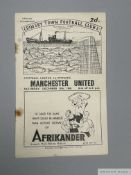 Grimsby Town v. Manchester United home match programme, 28th December 1946