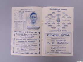 Manchester United v. Huddersfield Town, League match programme, 18th April 1930