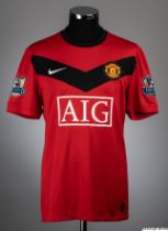 Michael Owen red No.7 Manchester United match worn short-sleeved shirt, 2009-10