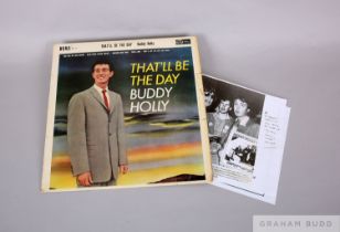 Buddy Holly- That'll Be The Day vinyl album, Ace of Hearts Records hand signed by The Cricket's Dr