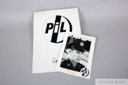 A rare PIL European Tour programme 1983 and a signed PIL/ John Lydon black and white publicity shot