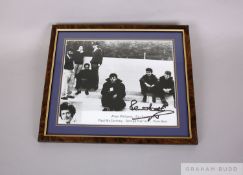 A framed and mounted black and white photographic print montage of The Beatles