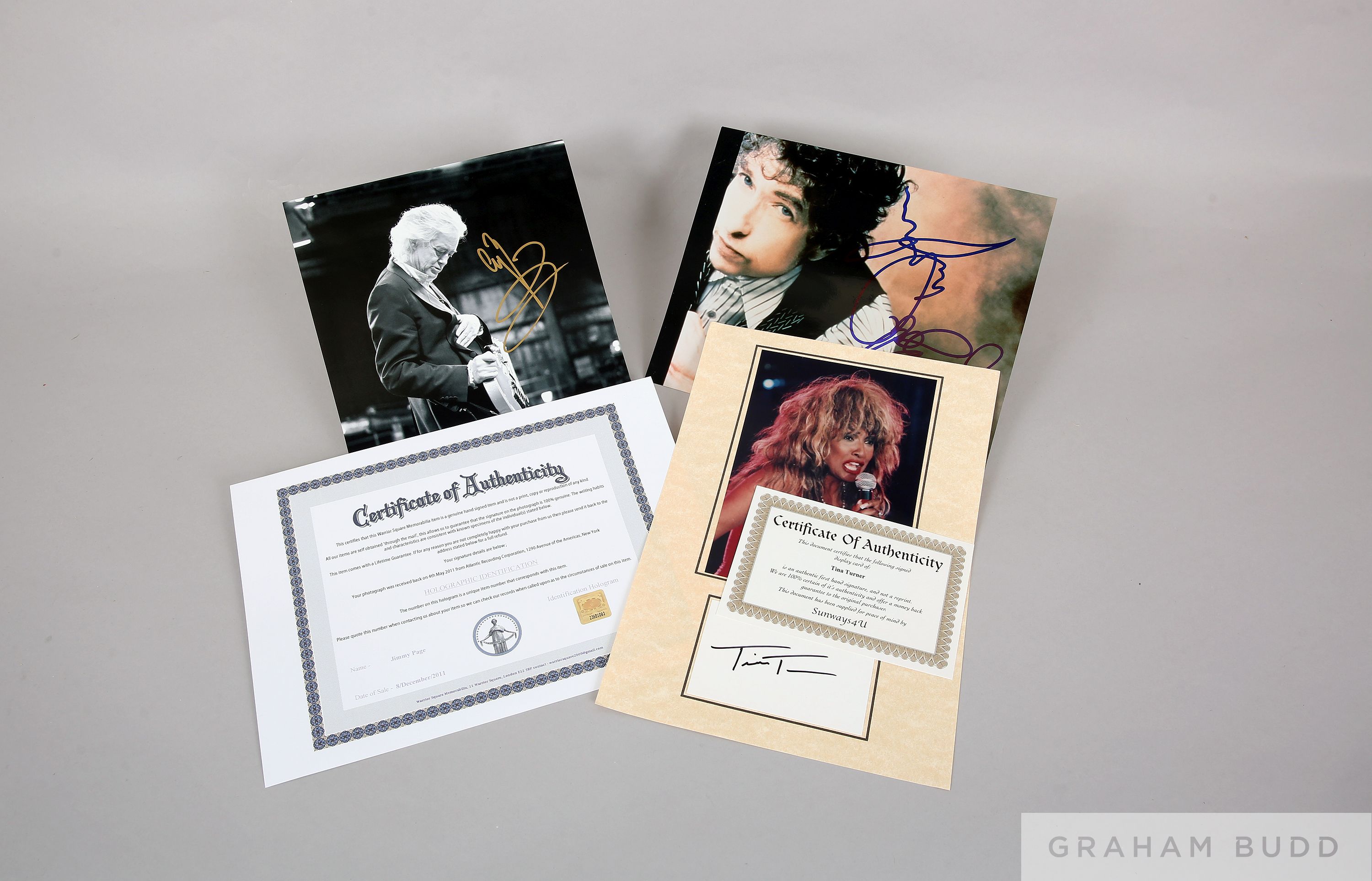 Three signed rock legends photographs