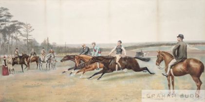 After Godfrey Douglas Giles (1857-1941) MORNING TRIAL ON THE GALLOPS large colour lithograph, 50