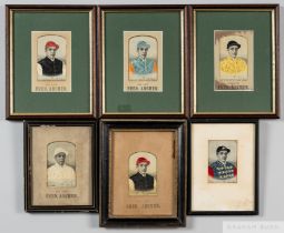 A collection of eight stevengraphs of the jockey Fred Archer in various owners’ colours, including