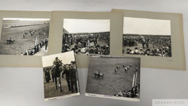 A group of five original photographs featuring Nimbus's victory in the 1949 2,000 Guineas at
