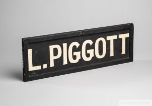 Lester Piggott's rider's board from Dublin's defunct Phoenix Park racecourse, the black board with