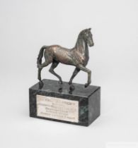 The winning jockey's trophy awarded to Lester Piggott