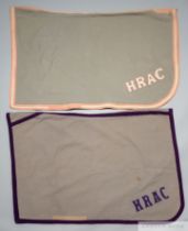 Two Sir Henry Cecil racehorse blankets from the Warren Place stables, Newmarket, both by Gibson of