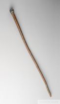 Silver-mounted 1881 Epsom Derby whip, the wooden whip with handle mounted in metal and with
